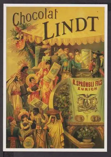 Jugendstil Art Nouveau Künstler Ansichtskarte Chocolat Lindt R. Sprüngli Fils