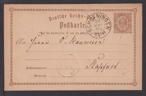 Deutsches Reich Brustschild Ganzsache P1 K2 Schöningen Ausgabe 1873