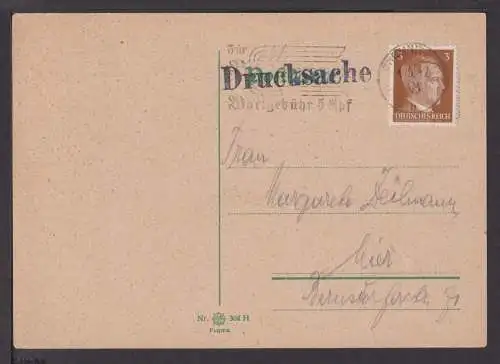 Deutsches Reich Brief selt. SST Brieftelegramm Wortgebühr 5 Rpf 1942 Chemnitz