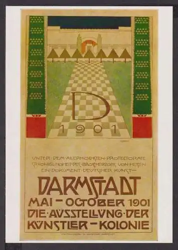 Jugendstil Art Nouveau Künstler Ansichtskarte Darmstadt 1901 Die Ausstellung