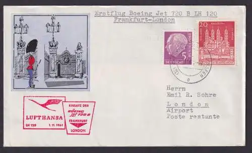 Flugpost Brief Air Mail Lufthansa toller Umschlag Motiv London MIF Heuss Boeing