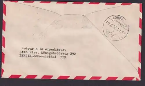 Flugpost Brief Air Mail DDR ab Berlin Schönefeld Flugplatz n Kopenhagen Dänemark