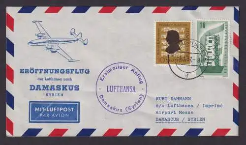 Flugpost Brief Air Mail Bund Lufthansa Damaskus Syrien erstmaliger Anflug 1957