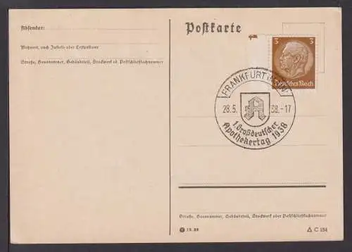 Deutsches Reich Brief SST Großdeutscher Apothekentag 1938 Frankfurt Hessen PK