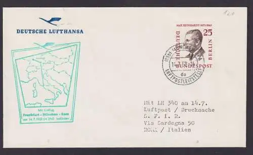 Bund Berlin Brief Flugpost Airmail EF 25 Pfg. Männer München Rom Italien