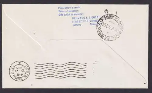 Bund Berlin Brief Flugpost Airmail EF 25 Pfg. Männer München Rom Italien