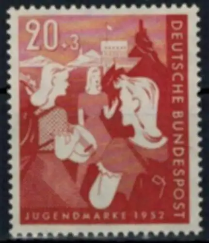 Bundesrepublik 154 Jugend Bundesjugendplan 20 Pfg. Luxus postfrisch MNH Kat 23,-