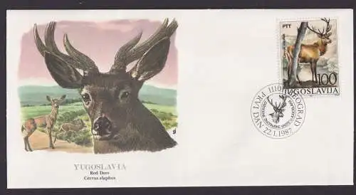 Yugoslavia Jugoslawien Fauna Rotwild schöner Künstler Brief