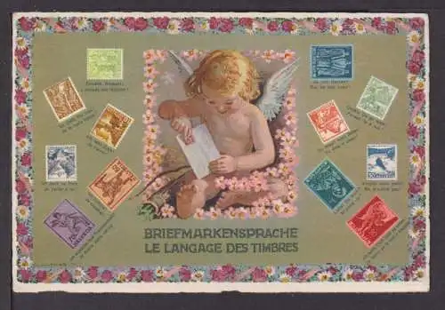 Ansichtskarte Briefmarken Sprache Le Langage des Timbres Schweiz