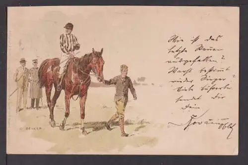 Ansichtskarte Künstlerkarte Litho Pferd Jockey Pancsova Serbien Travnik Bosnien