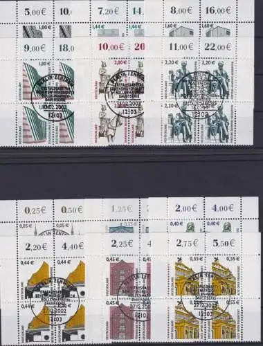 Bund SWK DM-Euro + Euro kpl. Viererblock meist Bogenecke Luxus gest.Kat 291,00++