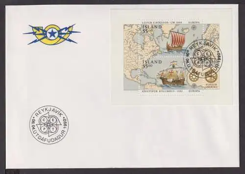 Briefmarken Island Europa Brief Block 1992 Entdeckung Amerikas