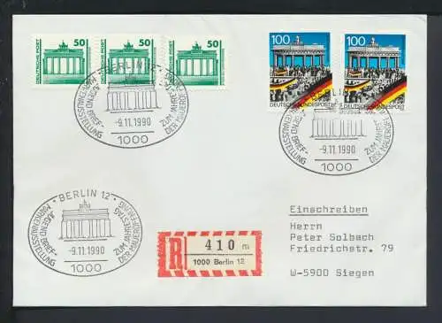 Bund R-Brief selt SST Jugend Briefmarken Ausst Jahrestag der Maueröffnung