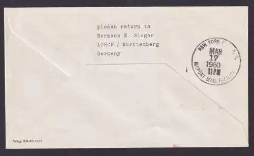 Bund Berlin Brief Flugpost Airmail Heuss ua Frankfurt Main New York Idlewild USA