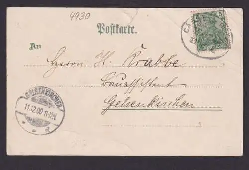 Litho Ansichtskarte Cassel Wilhelmshöhe Hessen n. Gelsenkirchen NRW