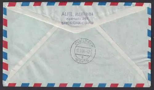 Flugpost Brief Air Mail Spanien schöner Lufthansa Brief Viscount 814 Madrid