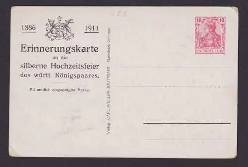 Deutsches Reich Privatganzsache Zur silbernen Hochzeitsfeier Württembergisches