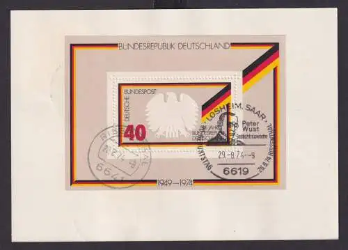 Bund Sonderkarte Peter Wust Festakademie Saarbrücken mit rs. Block 25 Jahre BRD