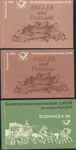 6 DDR Markenheftchen 8-10 Sophilex Angler Bauwerke 1985-1990 postfrisch Kat66,-