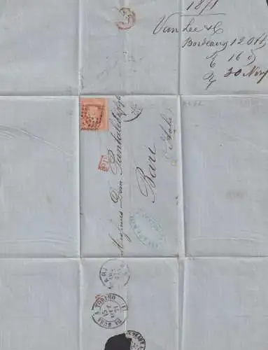 Bordeaux Frankreich Bari Italien PD Brief EF 40 c orange 15.10.1871