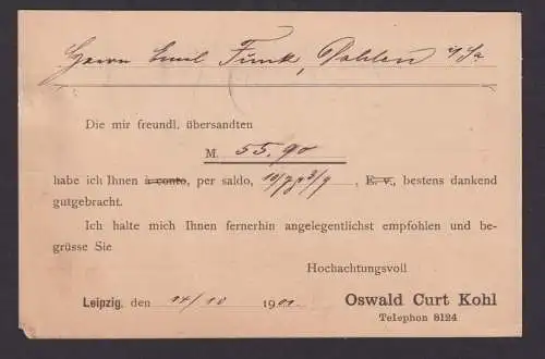 Flaggenstempel Leipzig 13 Deutsches Reich nach Dahlen Sachsen EF Germania 1901