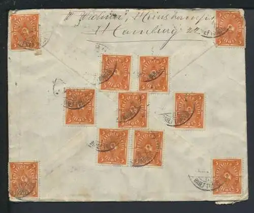 Deutsches Reich Brief Infla MEF 2 Mark per 30 Stück Hamburg 1923 Bern Schweiz