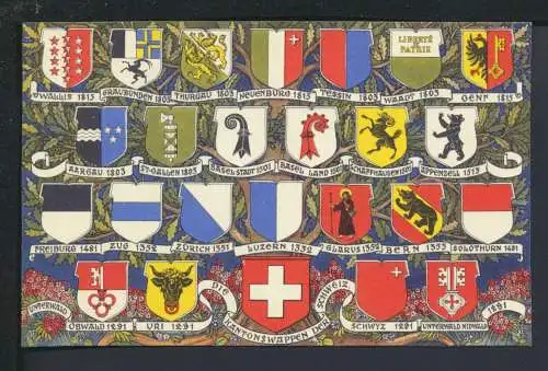 Ansichtskarte Kantonswappen Schweiz