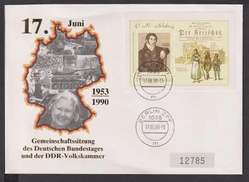 Briefmarken DDR Europa Brief Block 1990 Gemeinschaftssitzg Bundestag Volkskammer