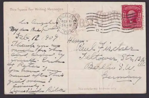 Ansichtskarte Abraham Lincoln Präsident Los Angeles USA nach Berlin Adler