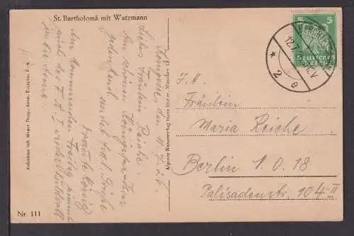 Ansichtskarte St Bartholomä Königsee Watzmann Bayern 1926 Berlin