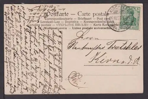 Ansichtskarte Kirchberg Hunsrück Rheinland-Pfalz 1907 Gasthaus zum Bahnhof Kirn