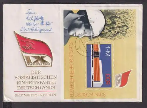 Briefmarken DDR Europa Brief Block 1976 Parteitag der SED in Berlin