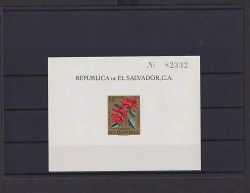 El Salvador Übersee Block Briefmarken Flor de Pascua Luxus postfrisch