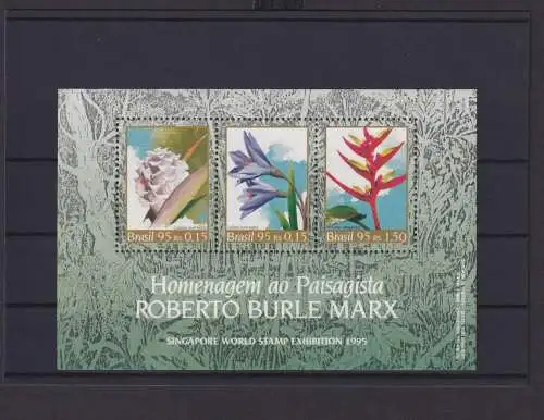 Brasilien Übersee Block Briefmarken Blumen Roberto Burle Marx 1995 Luxus