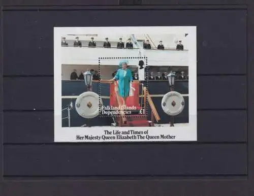 Falkland Inseln Übersee Block Briefmarken Life and Times of HM Queen Mother