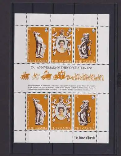 Gambia Afrika Übersee Block Briefmarken 25 Jahrestag Krönung Elisabeth II 1953