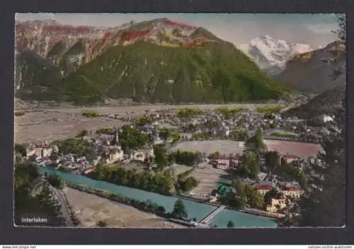 Ansichtskarte Interlaken Schweiz Totalansicht Gebirge Jundfrau