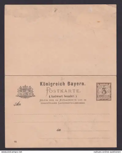 Altdeutschland Bayern Frage & Antwort Ganzsache Wappen