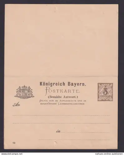 Altdeutschland Bayern Frage & Antwort Ganzsache Wappen