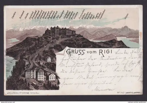 Litho Ansichtskarte Rigi Schweiz n. Petzendorf Rapottenstein Österreich