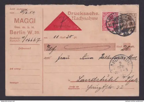 Perfin Privatlochung M Deutsches Reich Drucksachen Nachnahme Brief MIF Germania