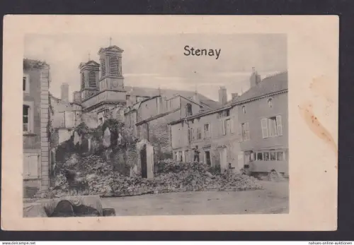 Ansichtskarte Feldpost Stenay Frankreich Zerstörte Häuser im I.Weltkrieg n.