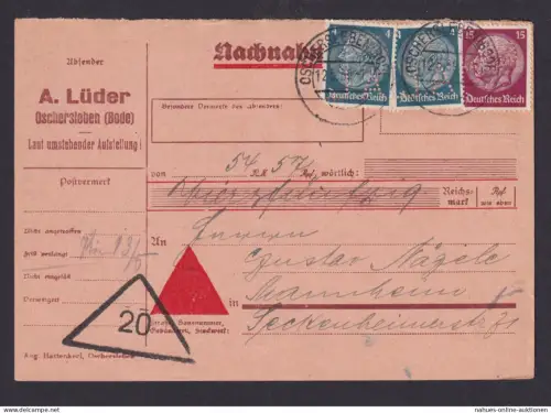 Briefmarken Perfin Lochung Deutsches Reich Brief Nachnahme Hindenburg Perfin