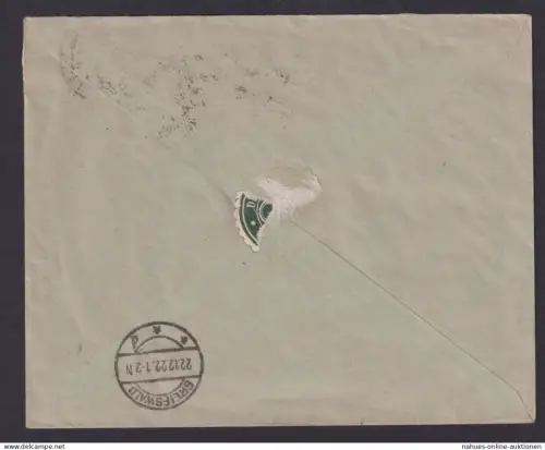 Perfin Privatlochung Dresden DrB Deutsches Reich Infla R Brief Greifenwald 1922