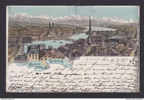 Litho Ansichtskarte Zürich Schweiz n. Eben am Achensee Österreich