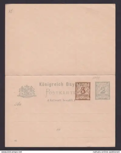 Altdeutschland Bayern Frage & Antwort Aufbrauch Ganzsache Wappen