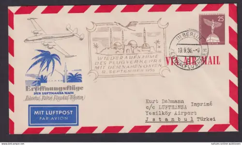 Flugpost Brief Air Mail Berlin Privatganzsache Stadtbilder Lufthansa Naher Osten