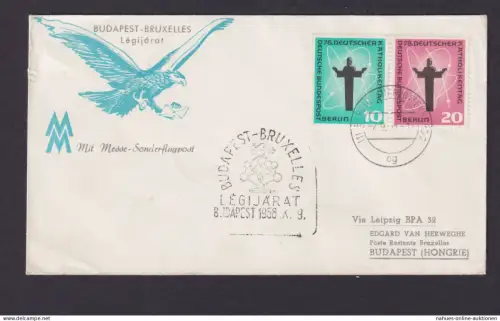 Flugpost Brief Air Mail toller Umschlag Greifvogel Adler Budapest Ungarn Brüssel