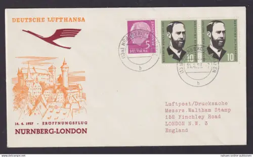 Flugpost Brief Air Mail Bundesrepublik Heuss Lufthansa London Großbritannien 57