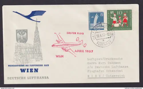 Flugpost Brief Air Mail Bund Lufthansa Frankfurt Wien Österreich 1957